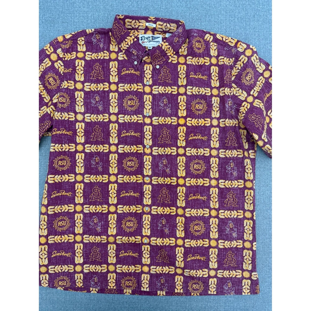 NWOT Reyn Spooner 3XL Shirt Maroon ASU Sun Devils Collegiate Button Up Football